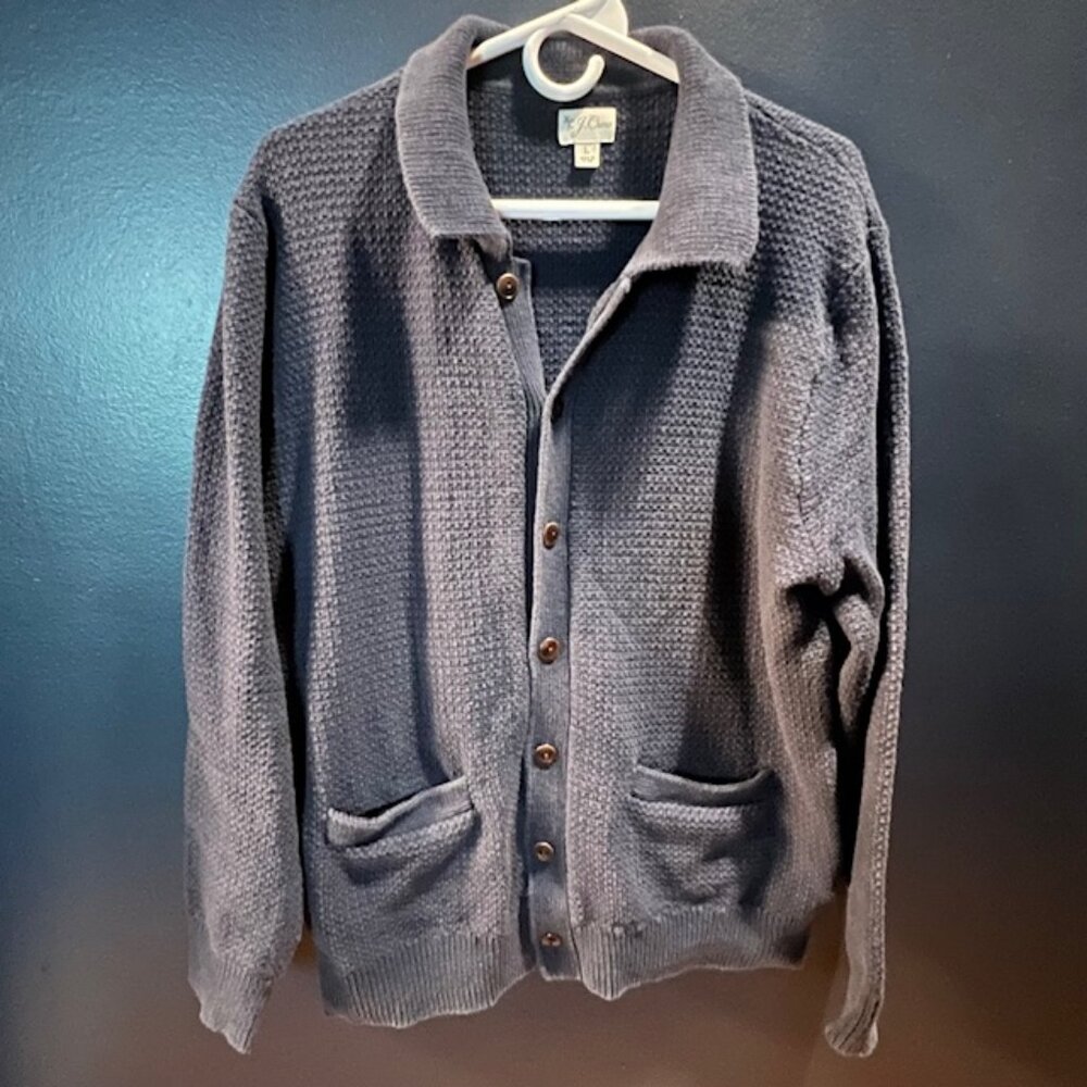 J.Crew Cotton tuck-stitch cardigan-polo sweater